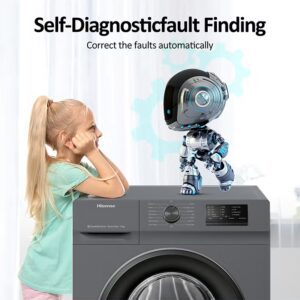 Hisense 6KG Front Loading Washing Machine WFVC6010T, 1000RPM, 15 Automatic Programs, Self-Diagnosticfault Finding, Drum Clean, Delay End, Efficiency A+++, Quick Wash 220 W WFVC6010T Grey/White/Clear - Image 3