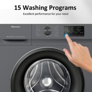 Hisense 6KG Front Loading Washing Machine WFVC6010T, 1000RPM, 15 Automatic Programs, Self-Diagnosticfault Finding, Drum Clean, Delay End, Efficiency A+++, Quick Wash 220 W WFVC6010T Grey/White/Clear - Image 4