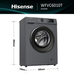 Hisense 6KG Front Loading Washing Machine WFVC6010T, 1000RPM, 15 Automatic Programs, Self-Diagnosticfault Finding, Drum Clean, Delay End, Efficiency A+++, Quick Wash 220 W WFVC6010T Grey/White/Clear - Image 8