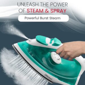 Powerful Steam Iron With Ceramic Sole Plate, Dry Ironing, Adjustable Thermostat, 160ml Water Tank, 360° Swivel Cord, Overheat Protection, Spray & Steam Functions, Self-Cleaning 160 ml 1400 W NSI23 Green/White - Image 5