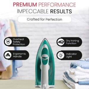 Powerful Steam Iron With Ceramic Sole Plate, Dry Ironing, Adjustable Thermostat, 160ml Water Tank, 360° Swivel Cord, Overheat Protection, Spray & Steam Functions, Self-Cleaning 160 ml 1400 W NSI23 Green/White - Image 7