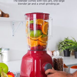 2-In-1 Juicer Blender Chopper Set 1.8 L OMSB2362N, 650W Powerful Motor With 2 Speed Setting And Pulse, Transparent And Unbreakable Jars With Stainless Steel Blade, Grinder Attachment 1.8 L 650 W OMSB2362N Red - Image 3