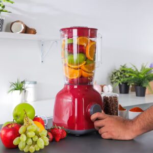2-In-1 Juicer Blender Chopper Set 1.8 L OMSB2362N, 650W Powerful Motor With 2 Speed Setting And Pulse, Transparent And Unbreakable Jars With Stainless Steel Blade, Grinder Attachment 1.8 L 650 W OMSB2362N Red - Image 7