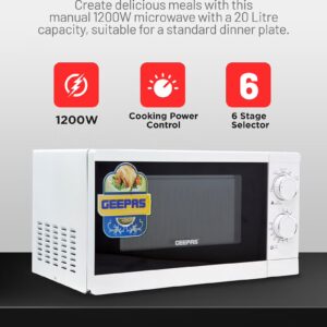 Microwaves Oven 20L, Re-Heating and Fast Defrosting | Adjustable Temperature & Timer Function 20 L 1200 W GMO1894-20LN White - Image 5