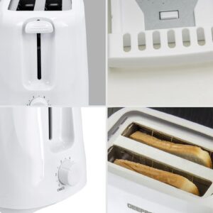 2 Slice Bread Toaster - Removable Crumb Tray| One Touch Cancel Button | 6 Browning Setting Control 700 W GBT36515N White - Image 3