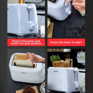 2 Slice Bread Toaster - Removable Crumb Tray| One Touch Cancel Button | 6 Browning Setting Control 700 W GBT36515N White - Image 6