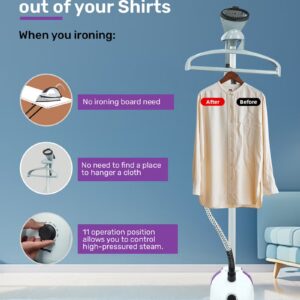 Garment Steamer, 2000W Vertical Steamer, GGS25022N | Portable, Fast Heat Clothes Steamer | Dual Steam Levels | Large Water Tank | Perfect For All Types Of Clothes 1.8 L 2000 W GGS25022N White,Violet - Image 8