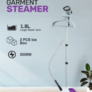 Garment Steamer, 2000W Vertical Steamer, GGS25022N | Portable, Fast Heat Clothes Steamer | Dual Steam Levels | Large Water Tank | Perfect For All Types Of Clothes 1.8 L 2000 W GGS25022N White,Violet - Image 9