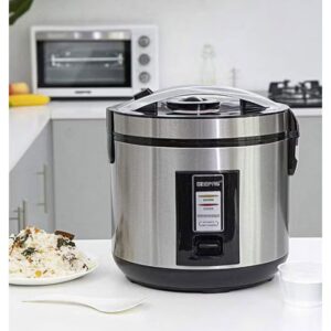 Rice Cooker 1.8 L Durable Construction| Removable Non-Stick Pot, Cool Touch Handle| Includes Cook, Warm Functions, Plastic Steamer| Perfect for Vegetables, Soups, Sauces etc |762W 1.8 L 762 W GRC4330 Black/Silver - Image 7