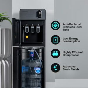 Bottom Loading Water Dispenser| Normal, Hot and Cold Function, Compressor Cooling, And 3 Taps| Cold Temperature: 4-12 Degrees Celsius; Hot Temperature: 85-95 Degrees Celsius| Perfect For Home And Office| Metallic grey, 2 Year Warranty GWD17037 Grey & Black - Image 4