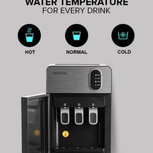 Bottom Loading Water Dispenser| Normal, Hot and Cold Function, Compressor Cooling, And 3 Taps| Cold Temperature: 4-12 Degrees Celsius; Hot Temperature: 85-95 Degrees Celsius| Perfect For Home And Office| Metallic grey, 2 Year Warranty GWD17037 Grey & Black - Image 3