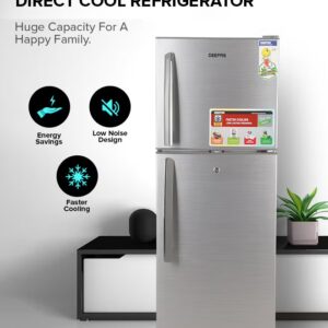 200L Gross/138L Net Capacity, Direct Cool Double Door Defrost Refrigerator With Grip Handle| Silver Finish, Glass Shelves, Transparent Door Basket, Adjustable Front Wheel, Lock & Key, Low Noise, Quick Cooling, Low Voltage,Freezer- 40L capacity GRF2209SXE Silver - Image 6