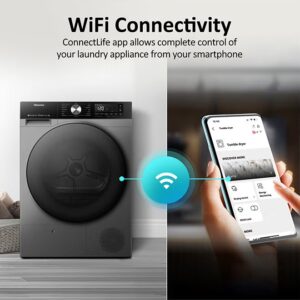 8 kg Heat Pump Tumble Dryer, 15 Programs, Auto Dry, Smart Wi-Fi Feature with ConnectLife, Quick Wash, Pause & Add Function - DH3S802BT2 Titanium - Image 3