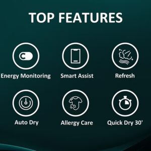 8 kg Heat Pump Tumble Dryer, 15 Programs, Auto Dry, Smart Wi-Fi Feature with ConnectLife, Quick Wash, Pause & Add Function - DH3S802BT2 Titanium - Image 12