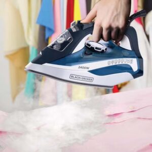 Steam Iron, 380ml Water Tank, Ceramic-Coated Soleplate, Anti-Drip, Anti-Calc, Auto Shutoff, Vertical Steam, Self-Clean, Steam Burst, 35g/min Continuous Steam, 380 ml 2400 W X2150-B5 Blue/White - Image 5