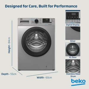 7 kg Front Load Washing Machine, 1200 RPM, 15 Programmes, Low Noise, Quick wash 14/28 Minutes, SteamCure Wash, Digital Display, DrumClean Function, 10 Years Warranty on ProSmart Inverter Motor 7 kg WCV7612US Silver - Image 7