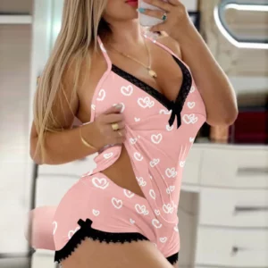 Butterfly Print Camisole Shorts 2 Piece Womens Sexy Sleepwear Lace Backless Trim Lingerie Hot Sleeveless Tops+Shorts Clothes - Image 3