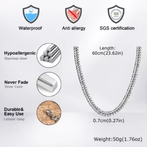 Vnox 3/5/7/9mm Thick Cuban Chain Necklaces for Men Women,Simple Miami Curb Links Collar,Waterproof Stainless Steel Unisex Chain - Image 6
