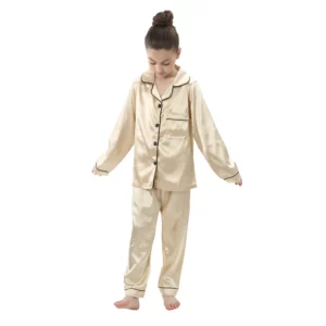 teenager loungewear children home clothing kids pajamas set girls silk satin pijama boys sleepwear baby nightgowns for 3-13Y - Image 3