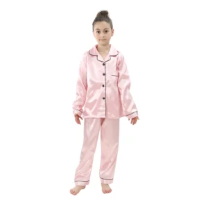 teenager loungewear children home clothing kids pajamas set girls silk satin pijama boys sleepwear baby nightgowns for 3-13Y - Image 4