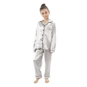 teenager loungewear children home clothing kids pajamas set girls silk satin pijama boys sleepwear baby nightgowns for 3-13Y - Image 6