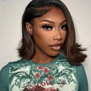 Nadula Hair 13x4 Lace Frontal Glueless Loose Wave Wig Chestnut Brown Ombre Spiral Curls Pre Everything Wig Short Bob Human Hair - Image 6