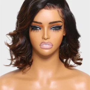Nadula Hair 13x4 Lace Frontal Glueless Loose Wave Wig Chestnut Brown Ombre Spiral Curls Pre Everything Wig Short Bob Human Hair - Image 7