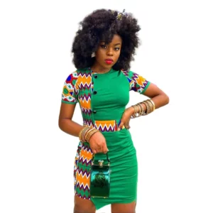 2021 Summer Sexy African Women Printing Polyester O-neck Mini Dress African Dresses for Women African Clothes European Clothing - Image 4