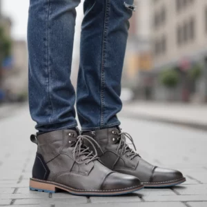Size 7-13 Ankle Boots For Men Men's Leather boots Brand Boot for men #AL605 - Image 5
