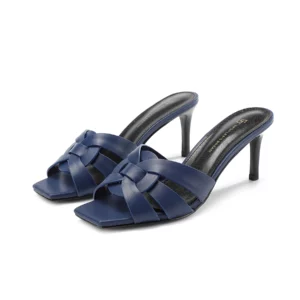 Fashionable women's slippers,designer sandals,elegant high heels,luxurious cowhide handmade shoes,7cm,open toe,square toe,summer - Image 3