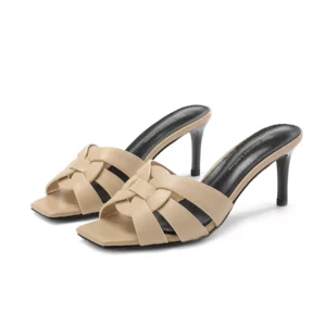 Fashionable women's slippers,designer sandals,elegant high heels,luxurious cowhide handmade shoes,7cm,open toe,square toe,summer - Image 6