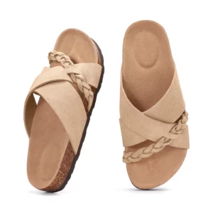 Shevalues Cow Suede Slippers For Women Fashion Leisure Outdoor Slides Cork Footbed Working Comfortable Sandals With Arch Support - Image 7
