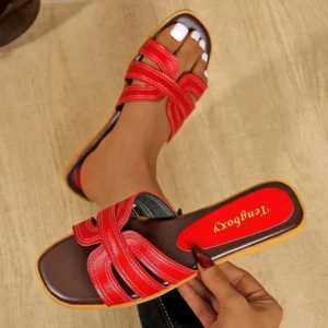 2026 Summer Women Fashionable Casual Flat Sandals Versatile Outdoor Wear Flat Slippers for Wearing Outside Brand Design Slippers - Image 6