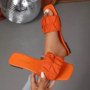 Fashionable Outerwear Lightweight Square Toe Comfortable Casual Slippers Summer New Elegant Beach Flat Bottom Women's Slippers - Image 6