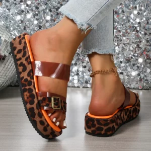 Summer Fashionable Elegant and Sexy High-heeled Women's Casual Slippers New Style Round Head Thick Sole Comfortable Slippers - Image 7