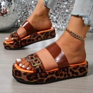 Summer Fashionable Elegant and Sexy High-heeled Women's Casual Slippers New Style Round Head Thick Sole Comfortable Slippers - Image 6