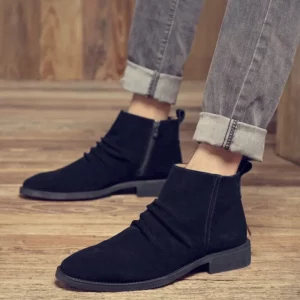 2025New Men's Boots High Quality Suede Casual Botas Retro British Style Short Boot Side Zipper Ankle Boots for Men Chelsea Boots - Image 3