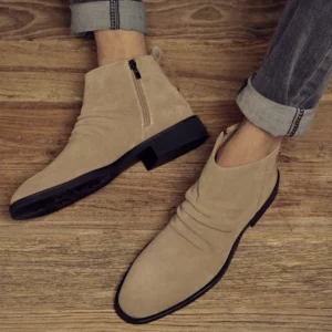 2025New Men's Boots High Quality Suede Casual Botas Retro British Style Short Boot Side Zipper Ankle Boots for Men Chelsea Boots - Image 4