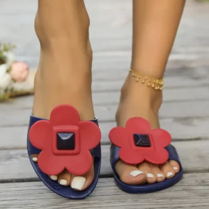 Internet celebrity slippers female summer wear fashion flowers drag cool slippers waterproof crystal beach slippers - Image 3