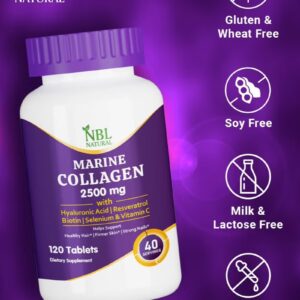 Hydrolysed Marine Collagen 2500 Mg With Hyaluronic Acid, Resveratrol, Biotin, Selenium And Vitamin C, 120 Tablets - Image 4