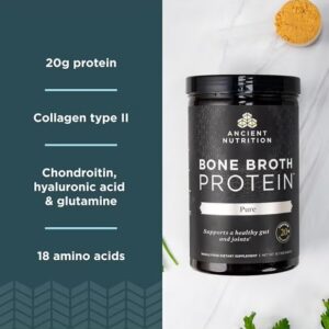 Ancient Nutrition Grass Fed, Cage Free, Bone Broth Protein Powder, 20g Protein, Hydrolyzed Collagen Peptides, Keto & Paleo Friendly, Supports Joint & Gut Health, Pure, 40 Servings - Image 4