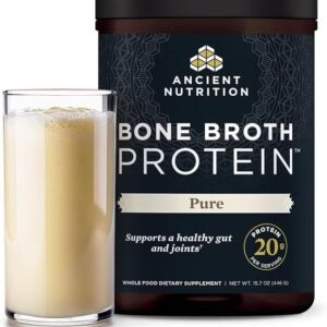 Ancient Nutrition Grass Fed, Cage Free, Bone Broth Protein Powder, 20g Protein, Hydrolyzed Collagen Peptides, Keto & Paleo Friendly, Supports Joint & Gut Health, Pure, 40 Servings - Image 5