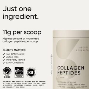 Sports Research Collagen Peptides Powder Unflavored Hydrolyzed Type I & III 1lb 454g - Image 5
