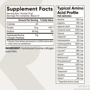 Sports Research Collagen Peptides Powder Unflavored Hydrolyzed Type I & III 1lb 454g - Image 6