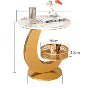 Luxury Side Table Modern Round Coffee Table for Living Room & Balcony Multifunctional Couchside Drink Table with Geometric Base - Image 5