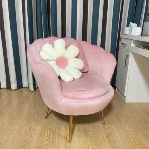 Light Luxury Nordic Velvet Lounge Chairs Small Apartment Living Room Furniture Pink Lazy Single Sofa Chair Bedroom Back Chairs - Image 3