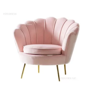 Light Luxury Nordic Velvet Lounge Chairs Small Apartment Living Room Furniture Pink Lazy Single Sofa Chair Bedroom Back Chairs - Image 4