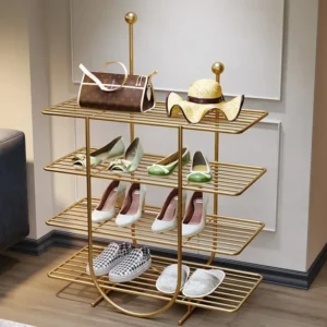 Discount Light Luxury Iron Art Entry Shoe Stand Simple Multilayer Metal Organizer Home Indoor Web Celebrity Shoe Cabinet - Image 2