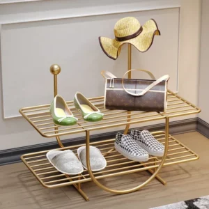 Discount Light Luxury Iron Art Entry Shoe Stand Simple Multilayer Metal Organizer Home Indoor Web Celebrity Shoe Cabinet - Image 3