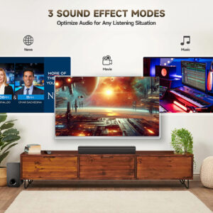 FANSBE 2.1CH 60W Bluetooth Wireless Sound Bar,Surround Home Theater Speaker System TV Soundbar With Subwoofer - Image 2